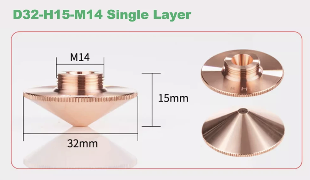 Raytools Single-Layer Cutting Nozzle D32-H15-M14 aperture 0.8 mm (120GJT0508)